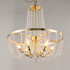 Fine Brass 6 Light Crystal Chandelier