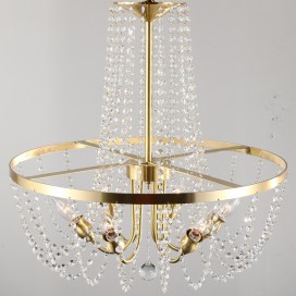 Fine Brass 6 Light Crystal Chandelier