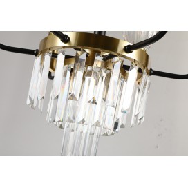 Fine Brass 7 (6+1) Light Crystal Chandelier with Glass Shades