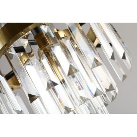 Fine Brass 7 (6+1) Light Crystal Chandelier with Glass Shades