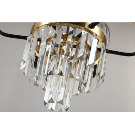 Fine Brass 7 (6+1) Light Crystal Chandelier with Glass Shades