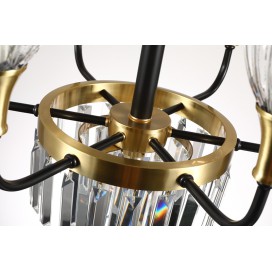 Fine Brass 7 (6+1) Light Crystal Chandelier with Glass Shades