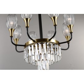 Fine Brass 9 (8+1) Light Crystal Chandelier