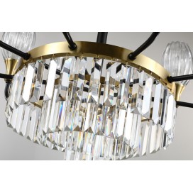 Fine Brass 11 (10+1) Light Crystal Chandelier