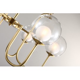 Fine Brass 6 Light Chandelier with Ball Glass Shades