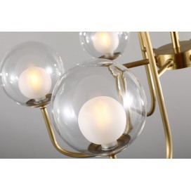 Fine Brass 6 Light Chandelier with Ball Glass Shades