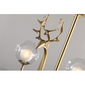 Fine Brass 6 Light Chandelier with Ball Glass Shades