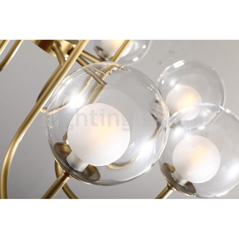 Fine Brass 8 Light Chandelier with Ball Glass Shades - LightingO Australia