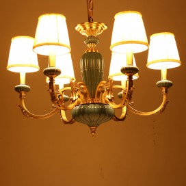 Fine Brass 6 Light Chandelier