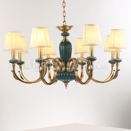 Fine Brass 8 Light Chandelier