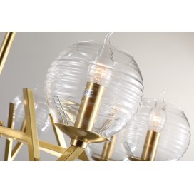 Fine Brass 8 Light Chandelier with Glass Shades