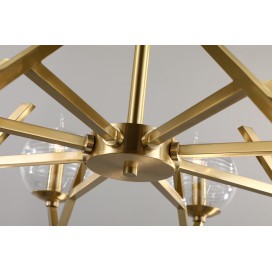 Fine Brass 8 Light Chandelier with Glass Shades