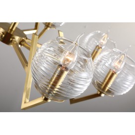 Fine Brass 8 Light Chandelier with Glass Shades