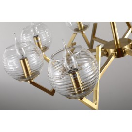 Fine Brass 8 Light Chandelier with Glass Shades