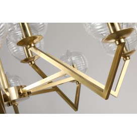 Fine Brass 12 Light Chandelier with Ball Glass Shades