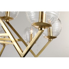 Fine Brass 15 Light Chandelier with Glass Shades