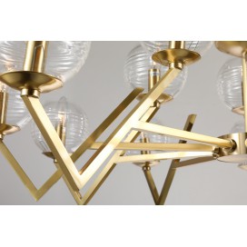 Fine Brass 15 Light Chandelier with Glass Shades