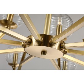 Fine Brass 15 Light Chandelier with Glass Shades