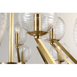 Fine Brass 15 Light Chandelier with Glass Shades