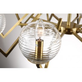 Fine Brass 15 Light Chandelier with Glass Shades