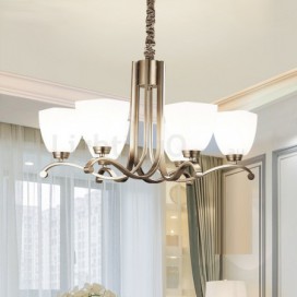 6 Light Modern/ Contemporary Chandelier with Glass Shade