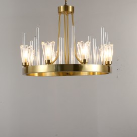 Fine Brass 8 Light Crystal Chandelier