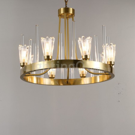 Fine Brass 8 Light Crystal Chandelier