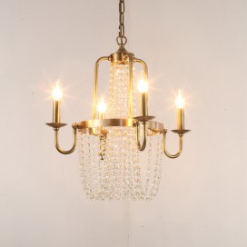Fine Brass 4 Light Crystal Chandelier