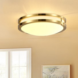 Dimmable Round Fine Brass Flush Mount Ceiling Light