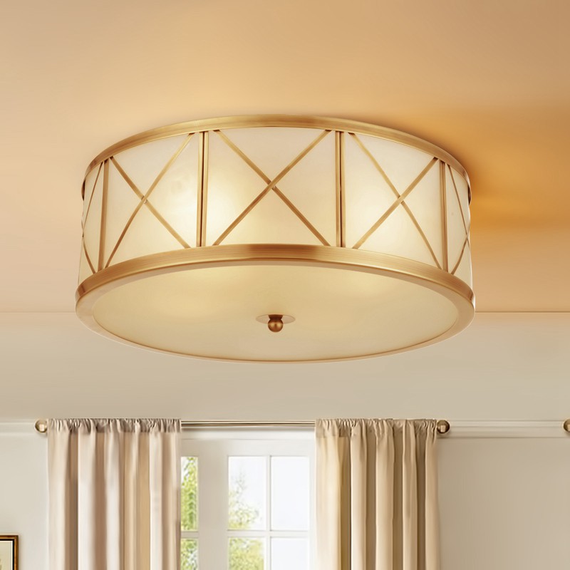Satin brass flush discount mount light