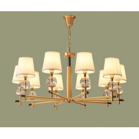 Fine Brass 10 Light Chandelier with Fabric Shades