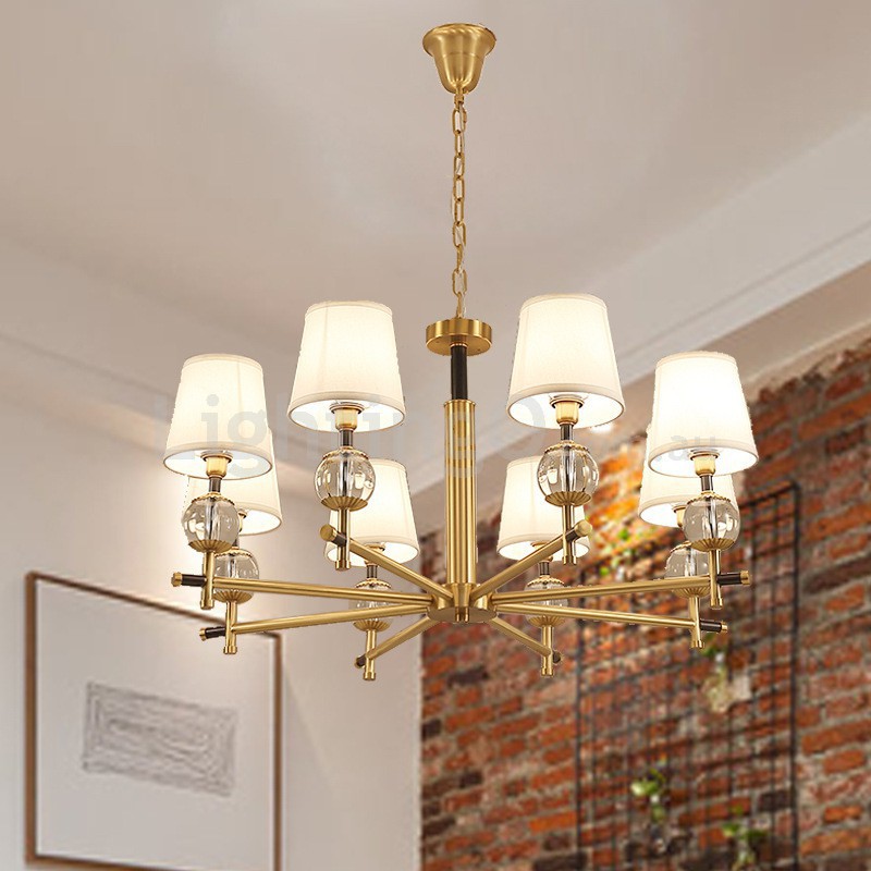 Chandelier with shop fabric shades