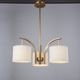 Fine Brass 3 Light Chandelier with Fabric Shades