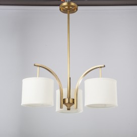 Fine Brass 3 Light Chandelier with Fabric Shades