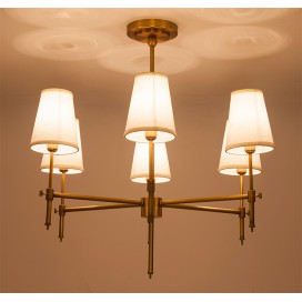 Fine Brass 6 Light Chandelier with Fabric Shades