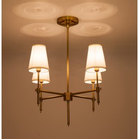 Fine Brass 4 Light Chandelier with Fabric Shades