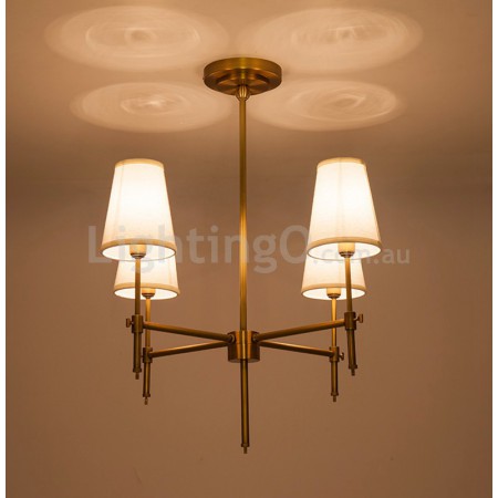Fine Brass 4 Light Chandelier with Fabric Shades