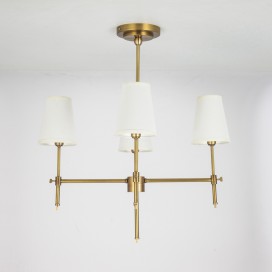 Fine Brass 4 Light Chandelier with Fabric Shades