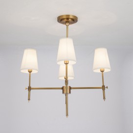 Fine Brass 4 Light Chandelier with Fabric Shades