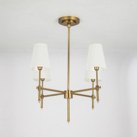 Fine Brass 4 Light Chandelier with Fabric Shades