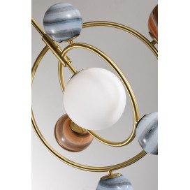 Fine Brass 7 Light Chandelier with Ball Glass Shades