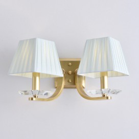 Fine Brass 2 Light Wall Sconce with Fabric Shades