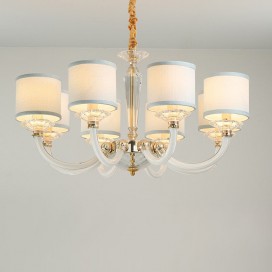 8 Light Gold Silver Clear Candle Style Crystal Chandelier