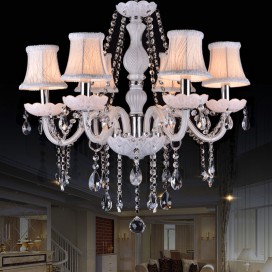 6 Light White Candle Style Crystal Chandelier