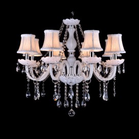 8 Light White Candle Style Crystal Chandelier