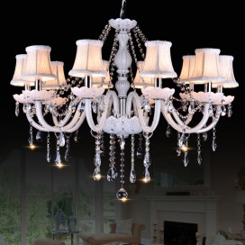 10 Light White Candle Style Crystal Chandelier