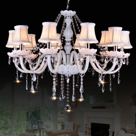 10 Light White Candle Style Crystal Chandelier