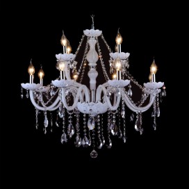 12 Light (8+4) 2 Tiers White Candle Style Crystal Chandelier