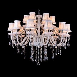 18 Light (12+6) 2 Tiers White Candle Style Crystal Chandelier