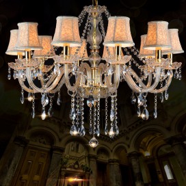 10 Light Gold Luxurious Candle Style Crystal Chandelier